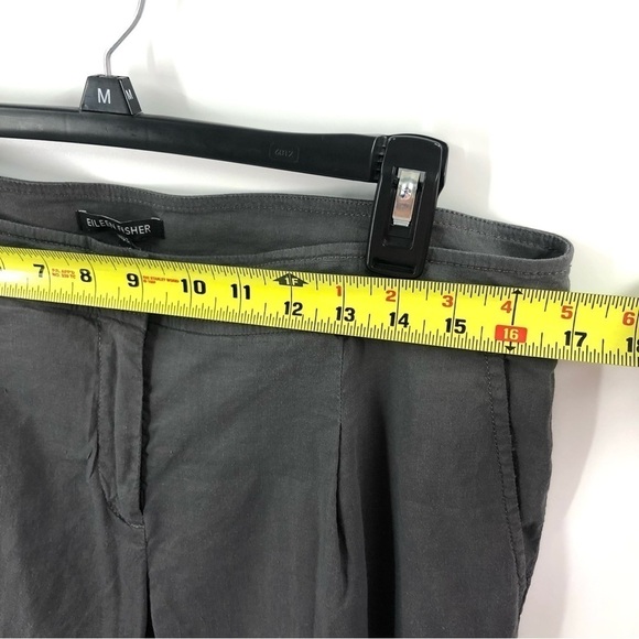 Eileen Fisher Size 10 Linen Blend Pants Pleated Side Zip Cropped Graphite Gray - Picture 7 of 10